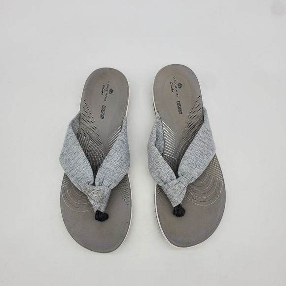 Cloudsteppers by Clarks Shoes Women's 8 Arla Glison Thong Sandals Gray White - Picture 5 of 12